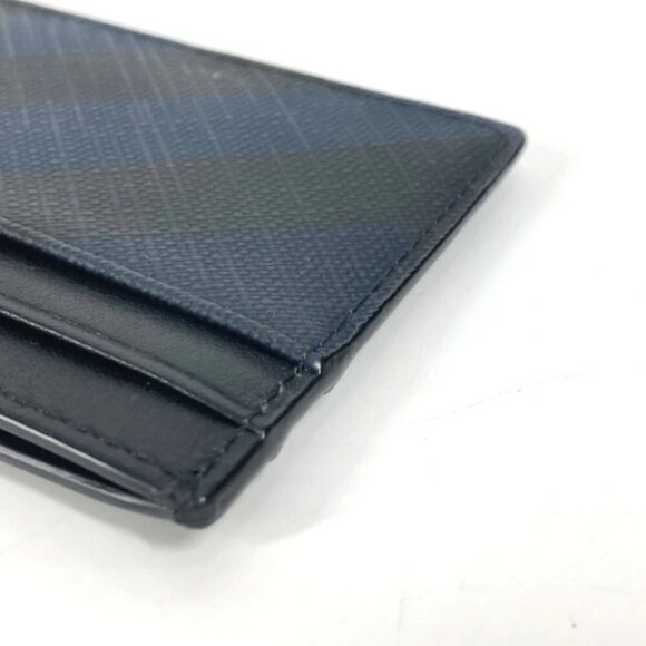 BURBERRY check Business Card Holder Pass Case Card Case Leather/PVC Navy/Black - Picture 14 of 14